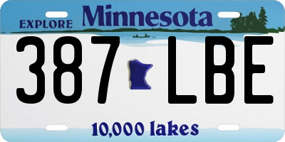 MN license plate 387LBE