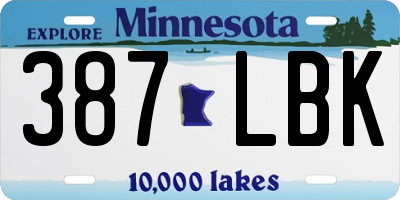 MN license plate 387LBK