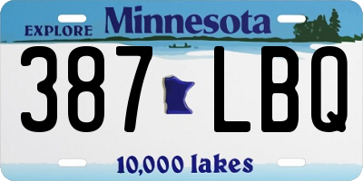 MN license plate 387LBQ