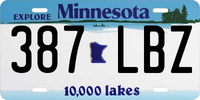 MN license plate 387LBZ