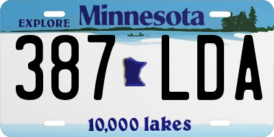 MN license plate 387LDA