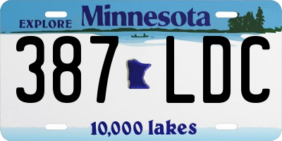 MN license plate 387LDC