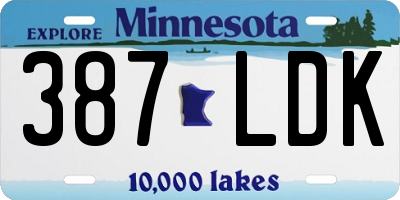 MN license plate 387LDK