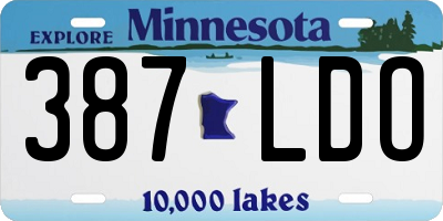 MN license plate 387LDO