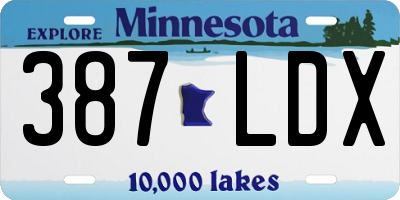 MN license plate 387LDX
