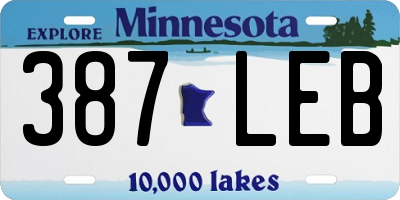 MN license plate 387LEB