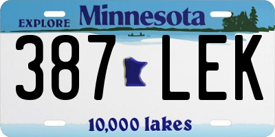 MN license plate 387LEK