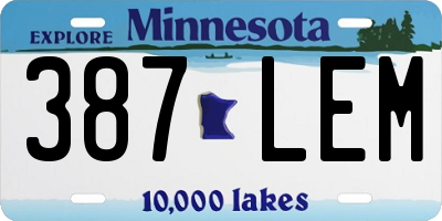 MN license plate 387LEM