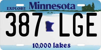 MN license plate 387LGE