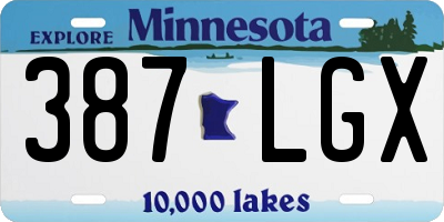 MN license plate 387LGX