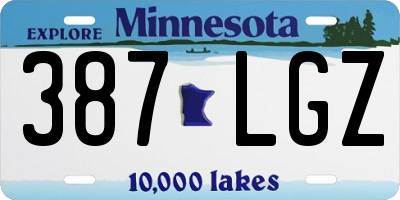 MN license plate 387LGZ