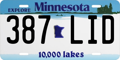 MN license plate 387LID