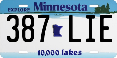 MN license plate 387LIE