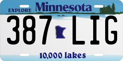 MN license plate 387LIG