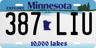 MN license plate 387LIU