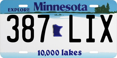 MN license plate 387LIX