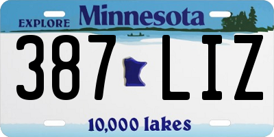 MN license plate 387LIZ