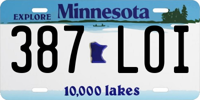 MN license plate 387LOI