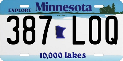 MN license plate 387LOQ