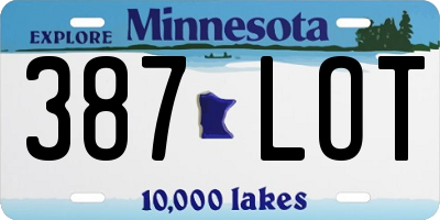 MN license plate 387LOT