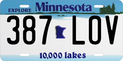 MN license plate 387LOV