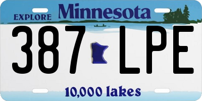 MN license plate 387LPE
