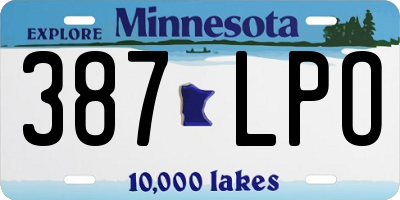 MN license plate 387LPO