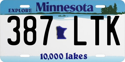 MN license plate 387LTK