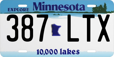 MN license plate 387LTX