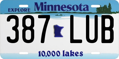 MN license plate 387LUB