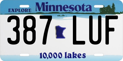 MN license plate 387LUF