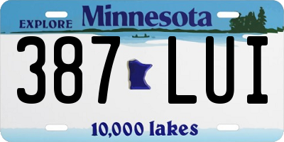MN license plate 387LUI