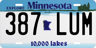 MN license plate 387LUM