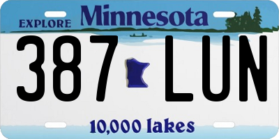 MN license plate 387LUN