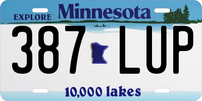 MN license plate 387LUP