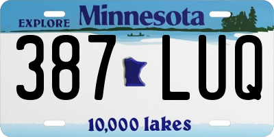MN license plate 387LUQ