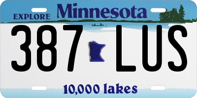 MN license plate 387LUS