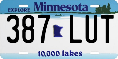 MN license plate 387LUT