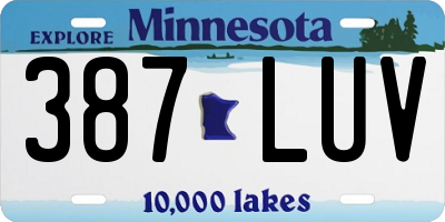 MN license plate 387LUV