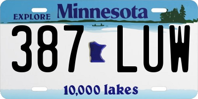 MN license plate 387LUW
