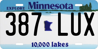 MN license plate 387LUX