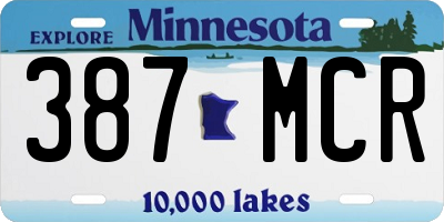 MN license plate 387MCR