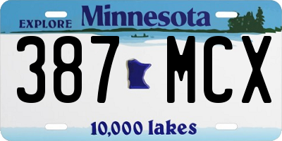 MN license plate 387MCX
