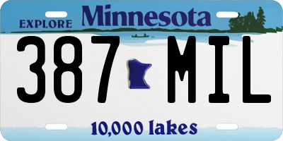 MN license plate 387MIL