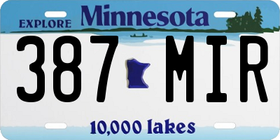 MN license plate 387MIR