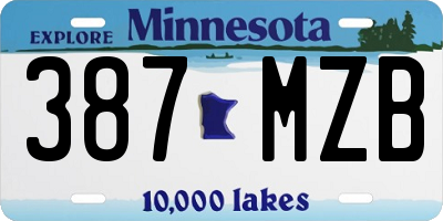 MN license plate 387MZB
