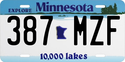 MN license plate 387MZF