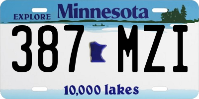 MN license plate 387MZI
