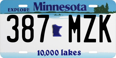 MN license plate 387MZK