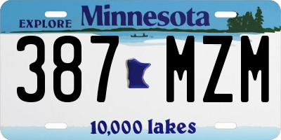MN license plate 387MZM